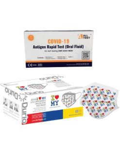 Durio 531A I LOVE MY 3 Ply Protective Face Mask (Adult) + ALLTEST COVID-19 Antigen Rapid Test Kit (Oral Fluid Self Testing)