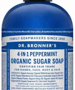 Dr. Bronner’s 4-in-1 Sugar Peppermint Organic Pump Soap – 355mL